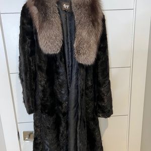 Authentic below the knee mink and fox fur coat